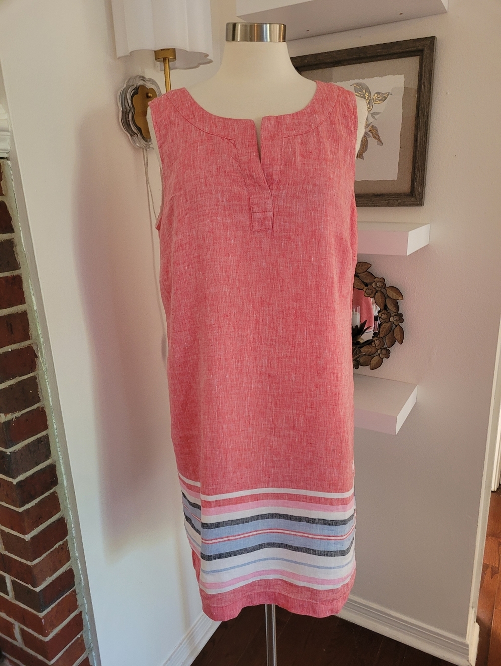 Talbots Linen Shift Dress in the Seaside Stripe pattern 16P